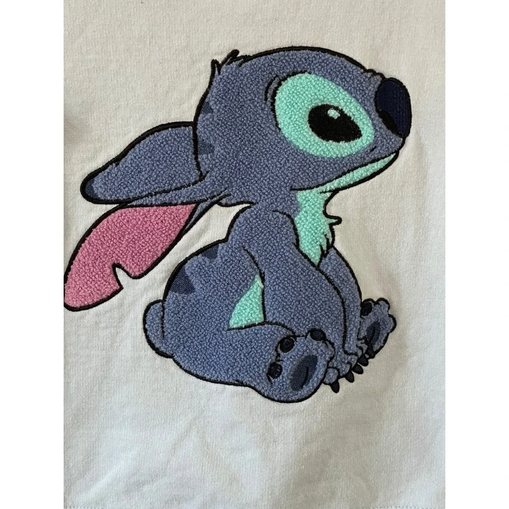Disney Kids Girls Stitch Blue Sweatshirt Embroidered Chenille Patch Size M 8